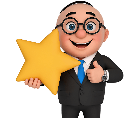 Alfred holding a five-star review