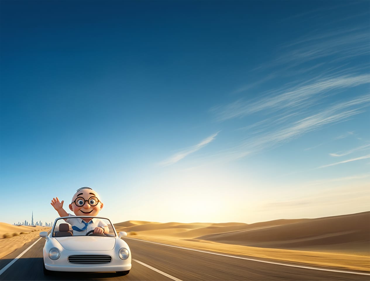 Car insurance desert road banner