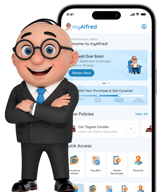 Alfred character with myAlfred app