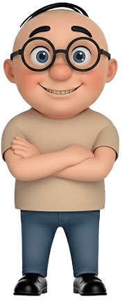 Alfred standing with arms folded