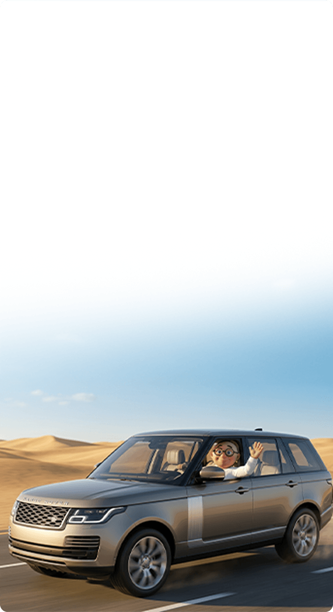 Alfred with a car in Abu Dhabi
