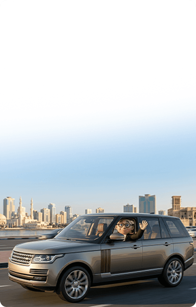 Alfred with a car in Sharjah