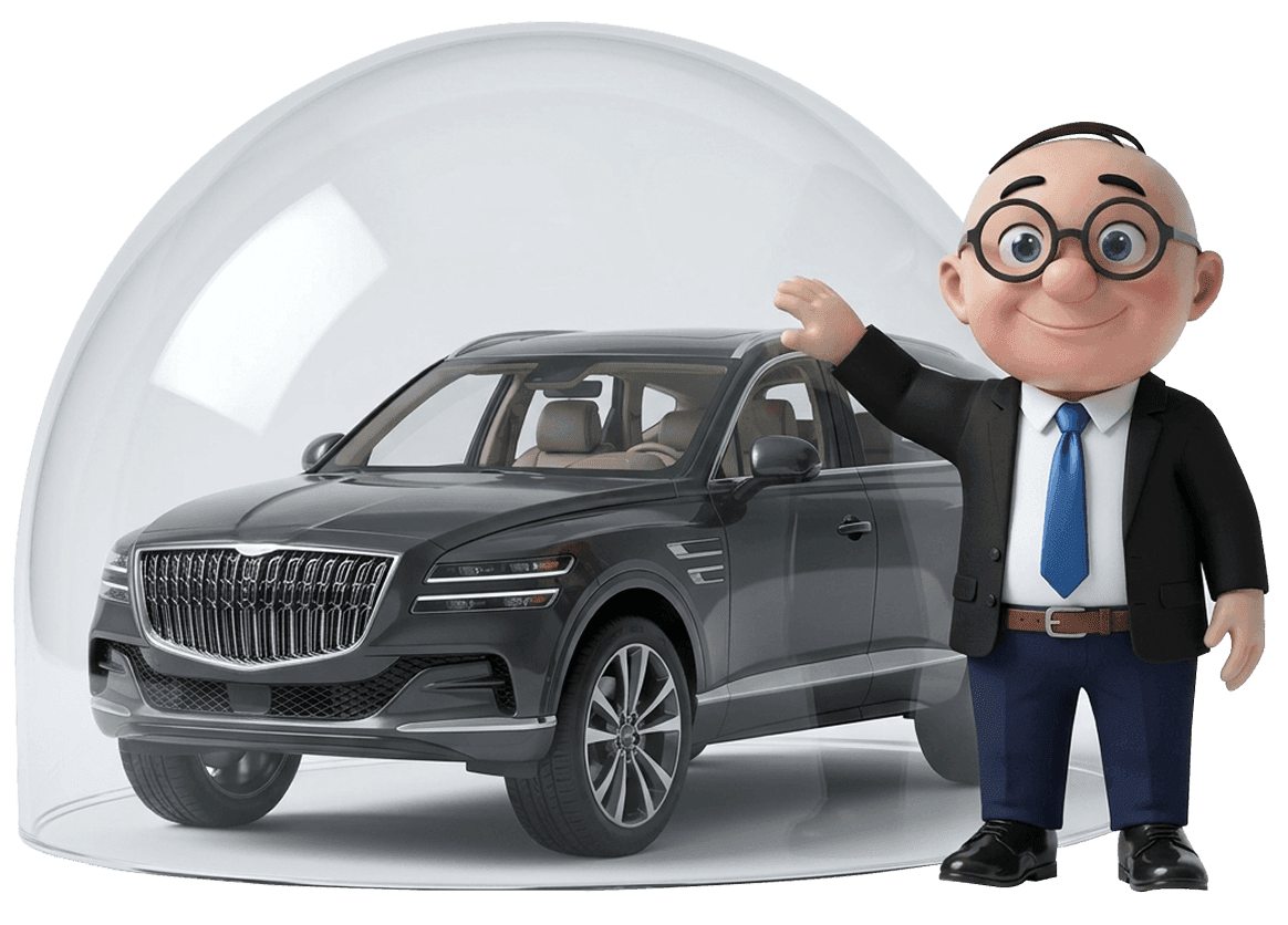 Alfred waving beside a car in Sharjah
