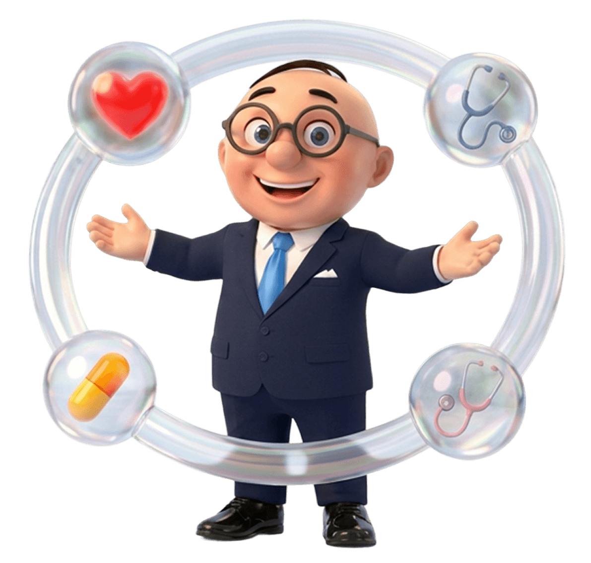 Alfred surrounded by health icons