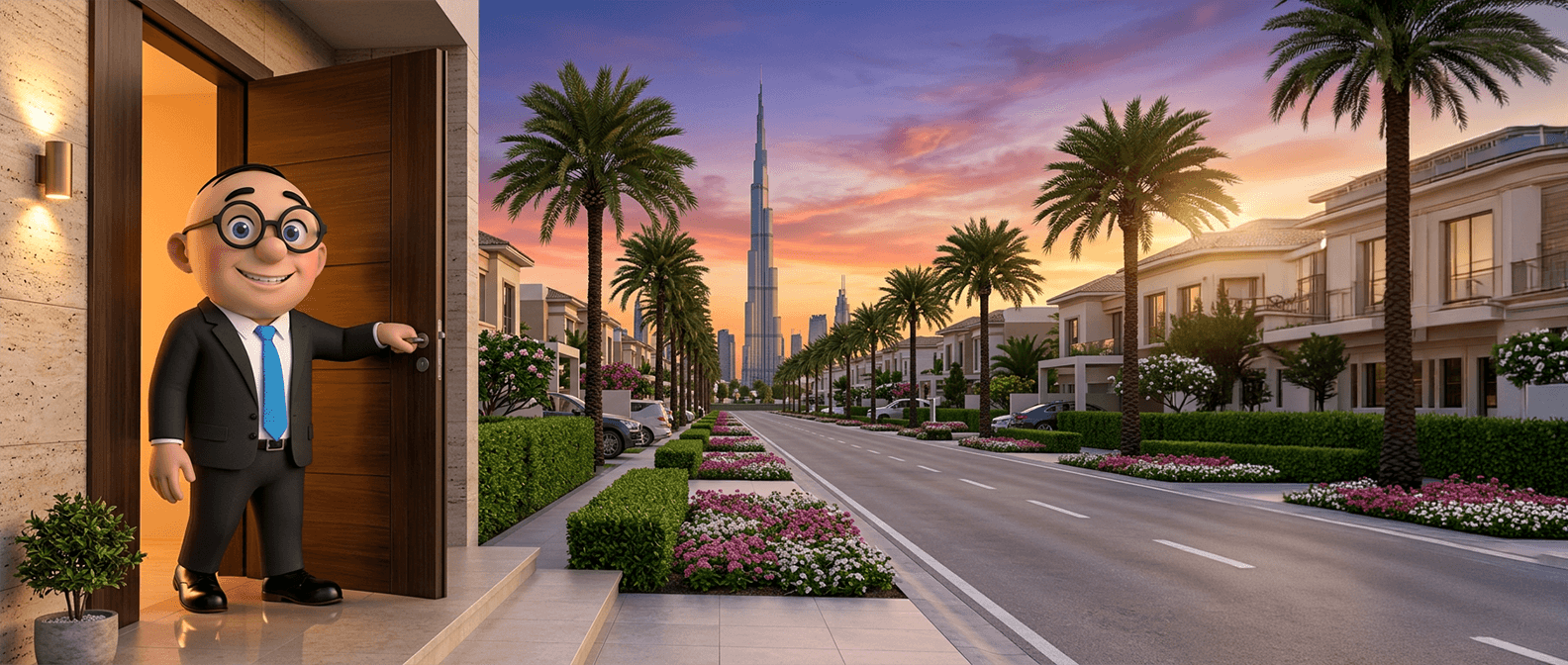 Alfred welcoming you at the door of a UAE villa Alfred welcoming you at the door of a UAE villa
