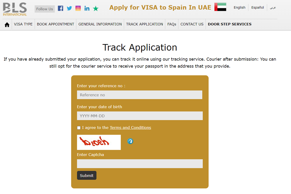 Track Spain Visa Application