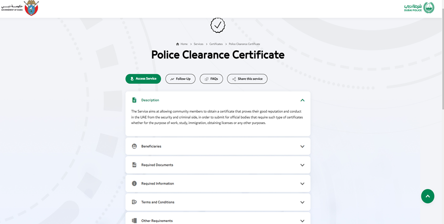 Police Clearance Certificate Online
