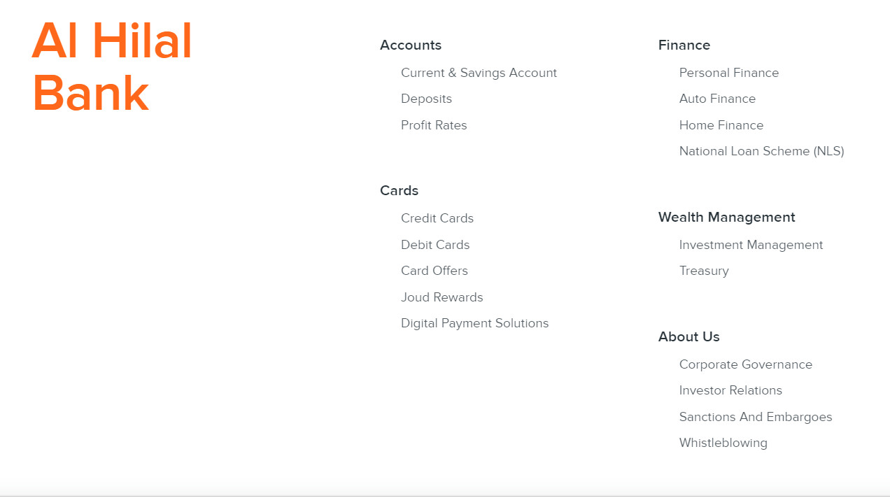 Al Hilal Bank Accounts Page