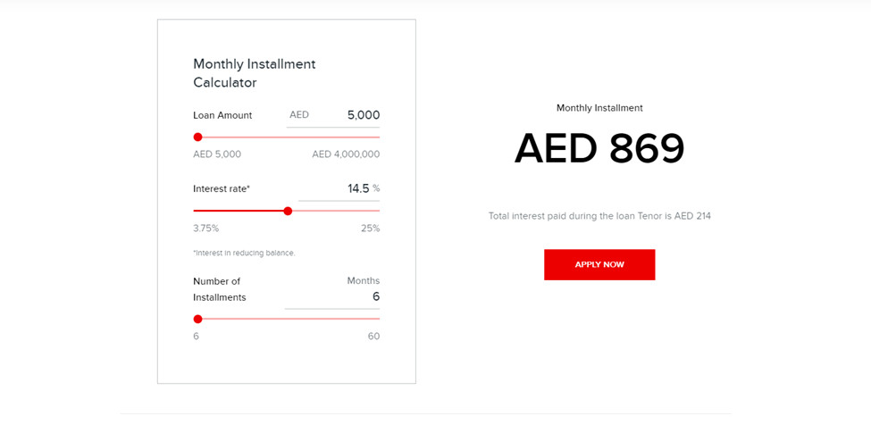 ADCB Bank Personal Loan Calculator